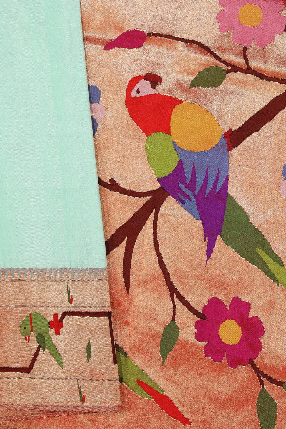 Image of Paithani Silk Sea Green Saree